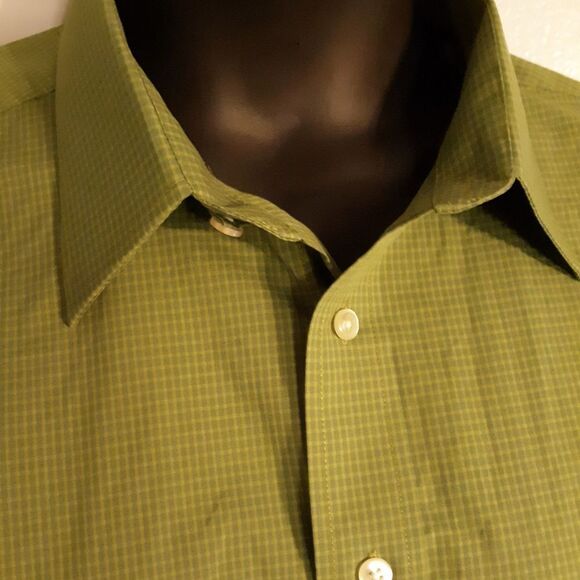 Stafford performance green plaid button up shirt - Picture 3 of 4